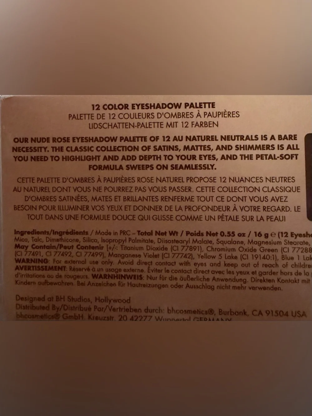 BH Cosmetics NWT Gold 12-Color Eyeshadow Palette